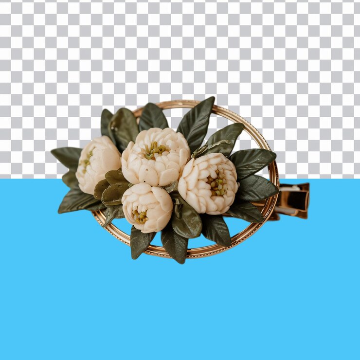 PSD flores de crema en oro aisladas