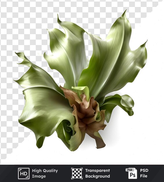 flores de cuerno de ciervo de alta calidad hiperealísticas y hojas verdes en un fondo aislado En Transpare