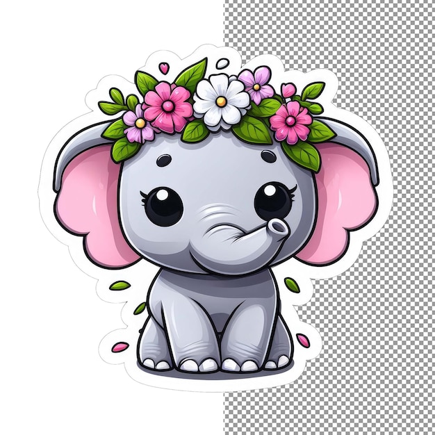 PSD las flores del elefante en el edén y la pegatina de belleza