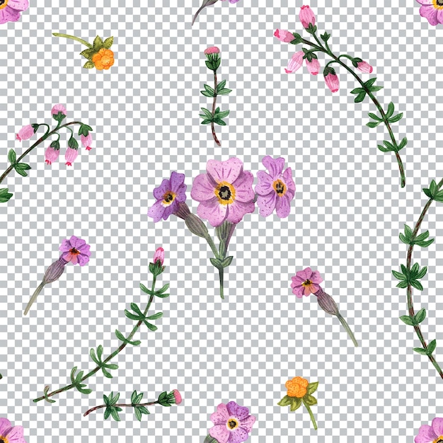 Flores escocesas de patrones sin fisuras. Decoración textil floral acuarela