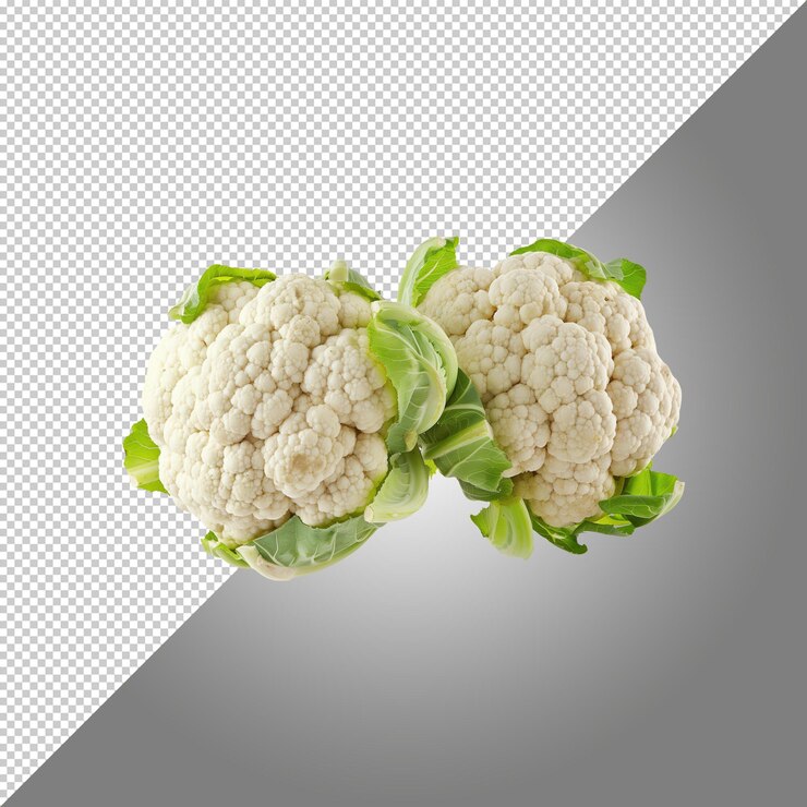 PSD flores frescas de coliflor aisladas sobre un fondo transparente