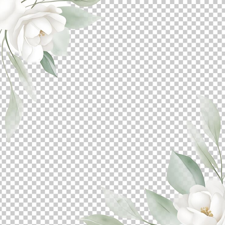 Flores y hojas sobre un fondo transparente