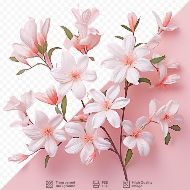 PSD flores de jazmín rosa sobre un fondo transparente