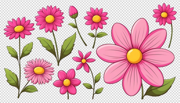 PSD flores de margaritas rosadas