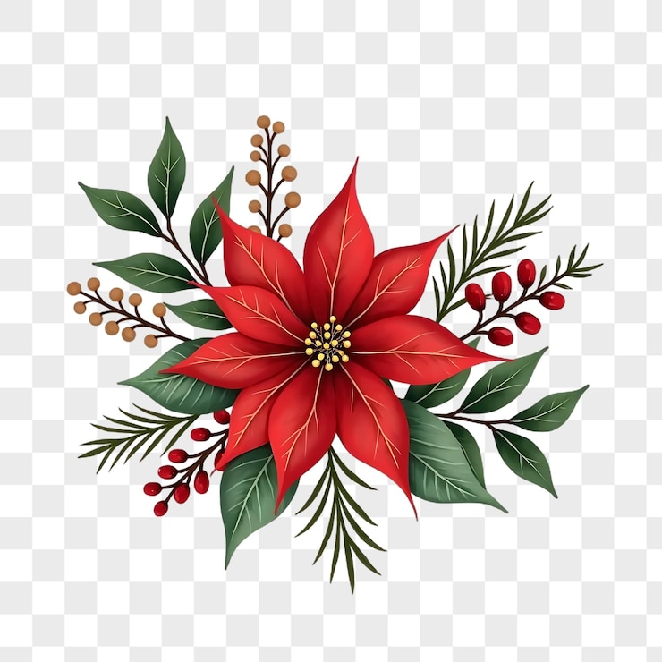 PSD las flores de navidad png clip arts diseño
