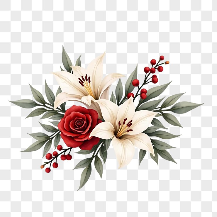 PSD las flores de navidad png clipart invierno floral png design clipart decoraciones florales de vacaciones png