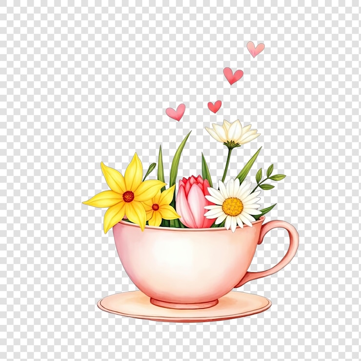 PSD flores numa xícara de chá