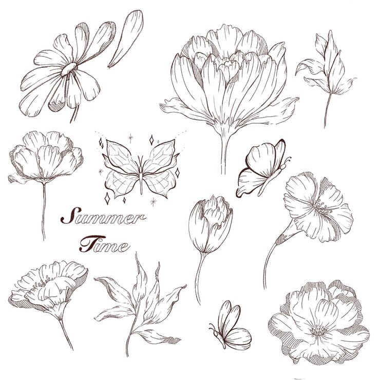 PSD las flores de las pegatinas