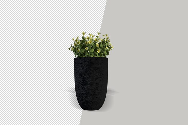 Flores de plantas en macetas en 3d rendering aislado