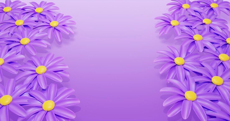 PSD flores púrpuras con centros amarillos en un fondo púrpura