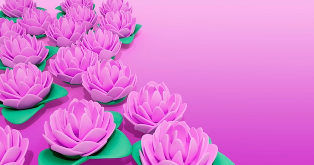 flores púrpuras con hojas verdes sobre un fondo púrpura