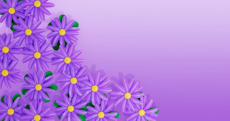 PSD flores púrpuras con puntos amarillos sobre un fondo púrpura
