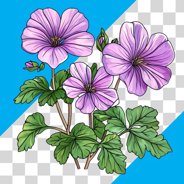 PSD flores rosadas vibrantes con un fondo transparente