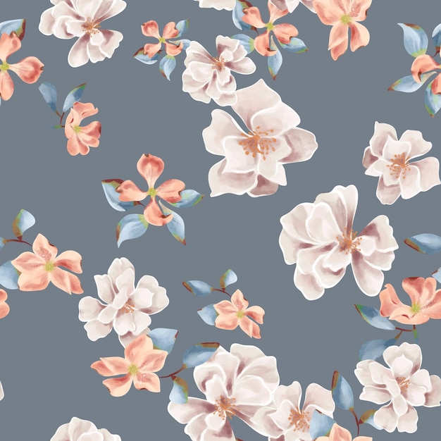 Flores suaves em uma superfície azul-acinzentada