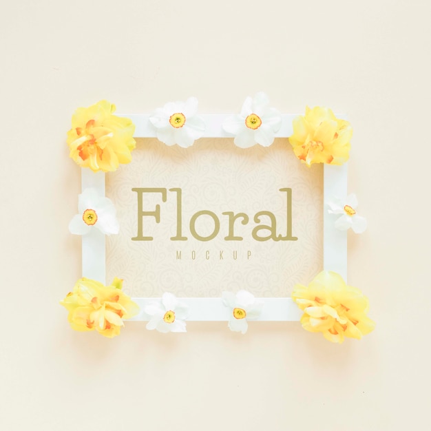 Las flores de la vista superior con espacio de copia
