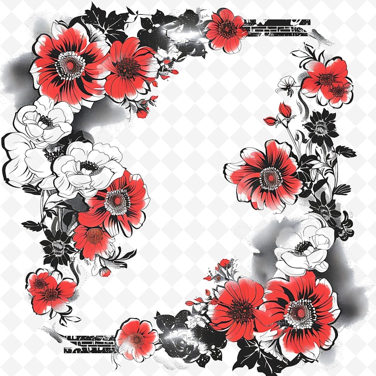 PSD las flores de zinnia soñadoras bordean el diseño con motivos de nubes diseños artísticos abstractos creativos