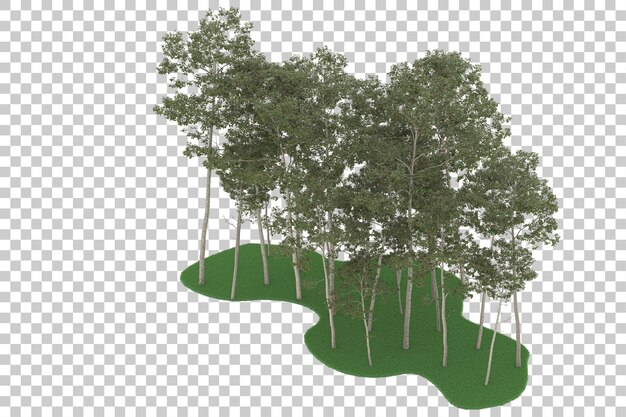 Floresta em fundo transparente. renderização em 3d - ilustração