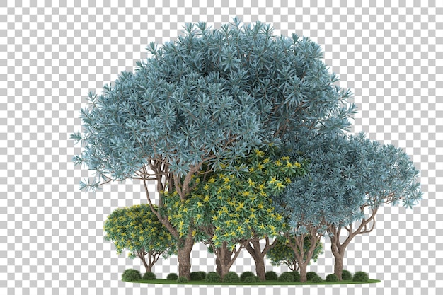 Floresta em fundo transparente. renderização em 3D - ilustração