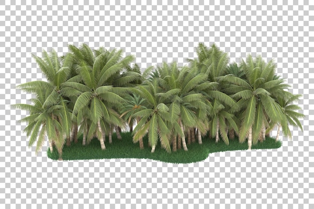 Floresta exótica em fundo transparente. renderização em 3d - ilustração