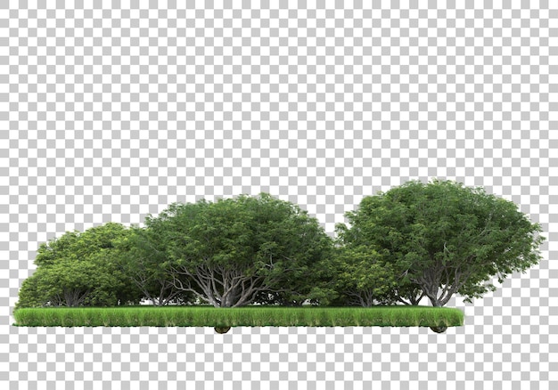 Floresta na ilustração de renderização 3d de fundo transparente