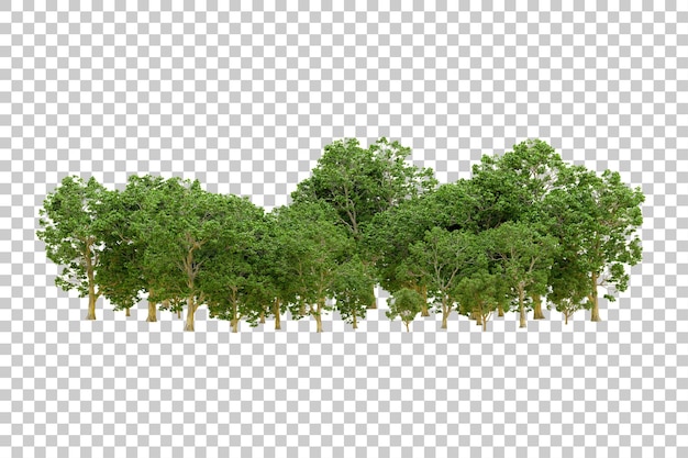 Floresta verde isolada em fundo transparente ilustração de renderização 3d