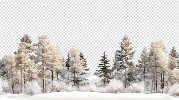 Florestas cobertas de neve isoladas em um fundo transparente Uma imagem visualmente impressionante perfeita para desenhos de natureza e inverno