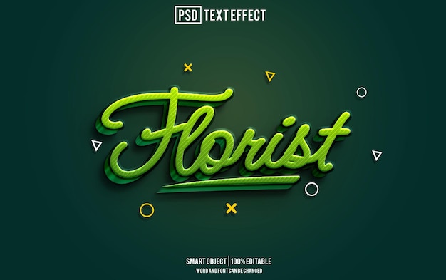 floristería efecto de texto fuente tipografía editable texto 3d