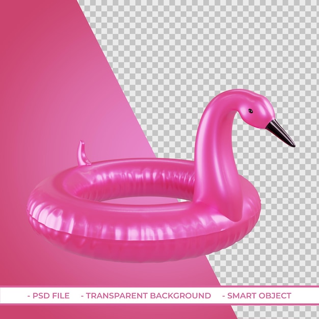 PSD flotador de piscina de flamenco rosa de verano 3d aislado