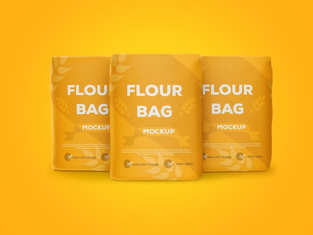 Flour bag mockup design rendering front view