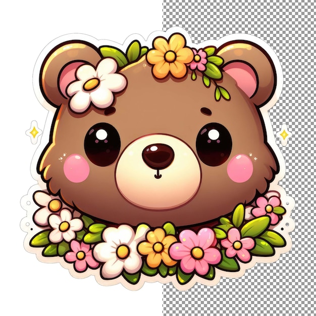 PSD flower frolic playful bear in blossoms aufkleber