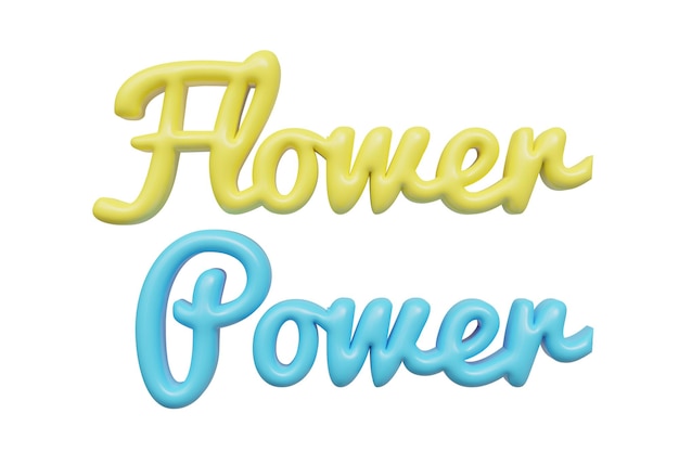 PSD flower power letras 3d