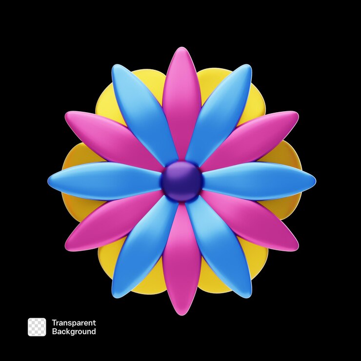 PSD flower shape 3d abstract icon png template