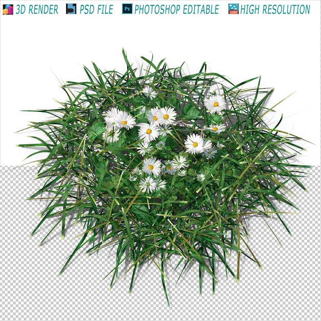 Flower with Grass 3D es un archivo PSD en formato 3D.