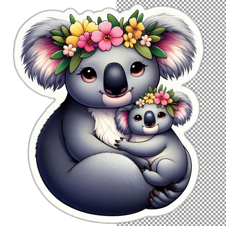 PSD flowery fawn gentle animal mom com young in nature sticker