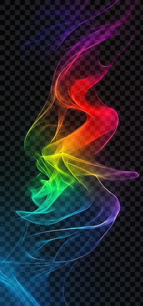 Flowing rainbow lines on an abstract background on transparent background