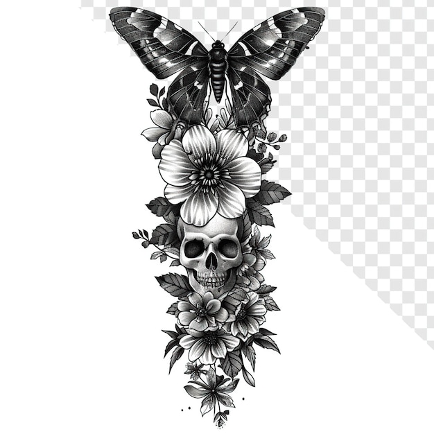 Flügel und Blumen Erinnerung Dunkelheit Tattoo Designpsd