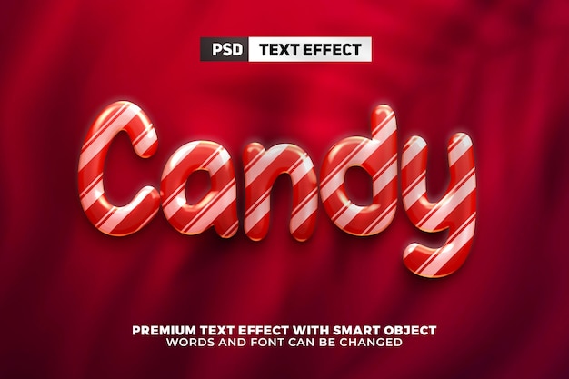 PSD flüssige glänzende rote süße süßigkeit 3d editierbarer texteffekt-stil mock-up