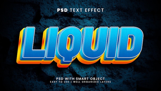 Flüssiger bearbeitbarer 3D-Texteffekt mit Wasser und flüssigem Textstil
