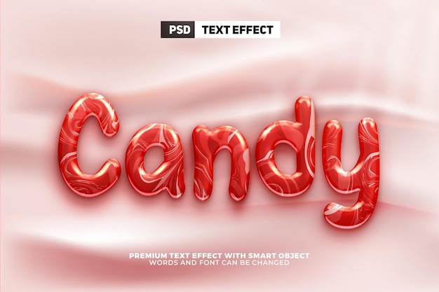 Flüssiges, glänzendes, weiches, süßes Milchbonbon 3d editierbares Texteffekt-Modell