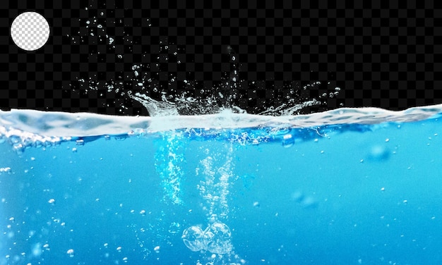 Flüssigwasser mit durchsichtigem Bubble-Hintergrund