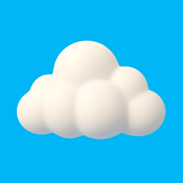 A fluffy 3D cartoon cloud against a bright blue sky