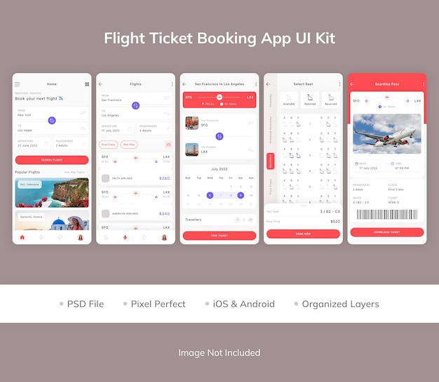 Flugticket-Buchungs-App-UI-Kit