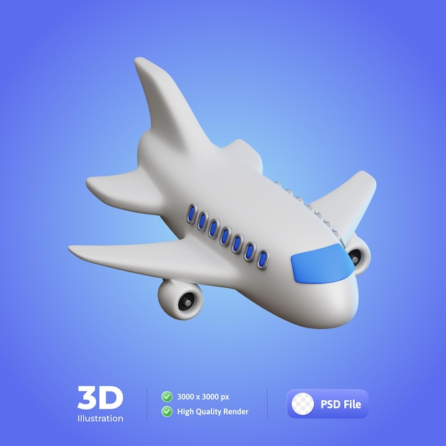 PSD flugzeugreise 3d-illustration