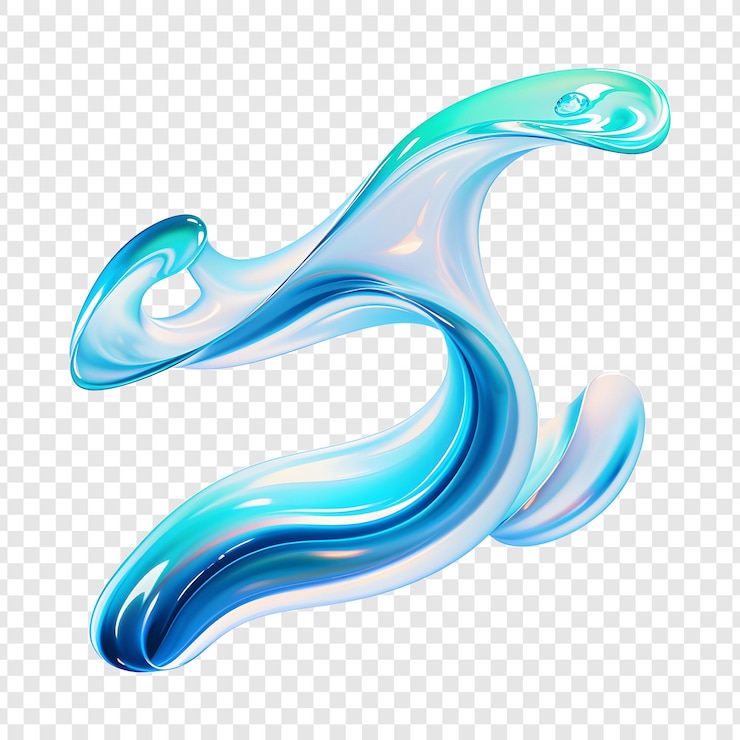 PSD fluid gradient wave isolated on transparent background