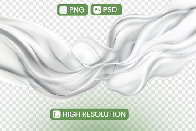 Fluid White Abstract Waves Flow Seamlessly Creando disegni eleganti per progetti ad alta risoluzione Perfetto per l'arte digitale e la progettazione grafica Ispirazione File PNG e PSD inclusi