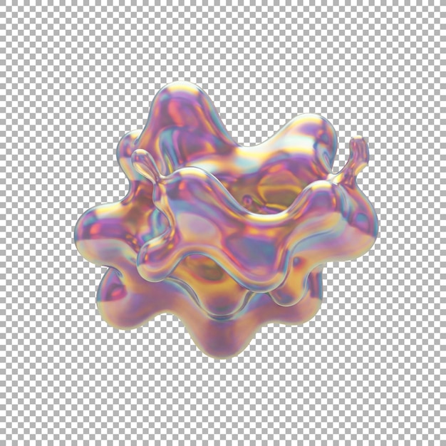 Fluide abstrait 3D Splash holographique métallique iridescent transparent élément numérique de conception d'interface utilisateur PNG