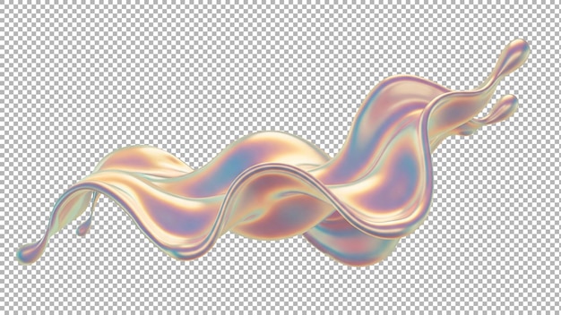 Fluido abstracto 3D Splash holográfico metálico iridescente transparente PNG diseño elemento digital de la interfaz de usuario