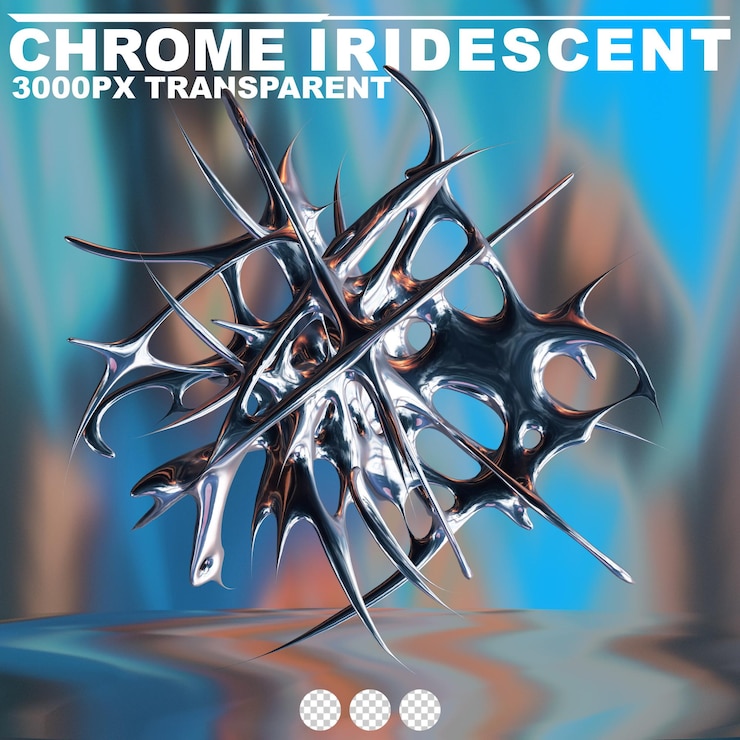 PSD fluido de cromo futurista forma metálica abstracta renderizado en 3d