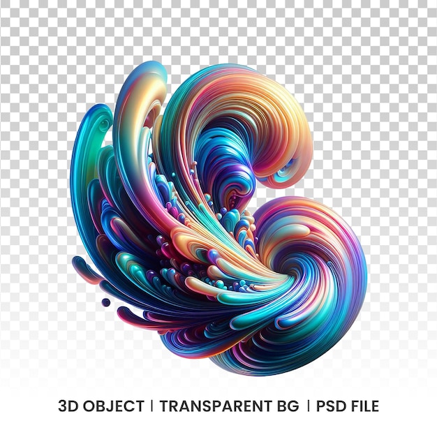 PSD fluido iridescente metálico en 3d forma holográfica abstracta