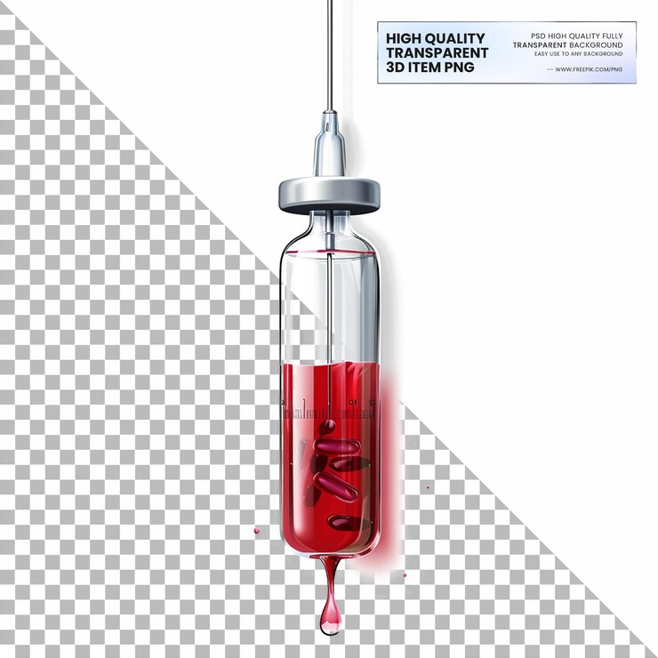 PSD fluidos intravenosos que proporcionan hidratación y medicamentos sobre un fondo transparente